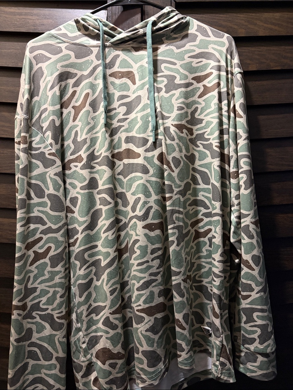 BURLEBO Camo Performance Hoodie in Green, Brown, Gray